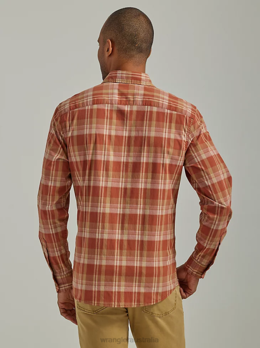Cowboy Wash Plaid Shirt Men Wrangler RHXV412 Clothing Arabian Spice (112330927)