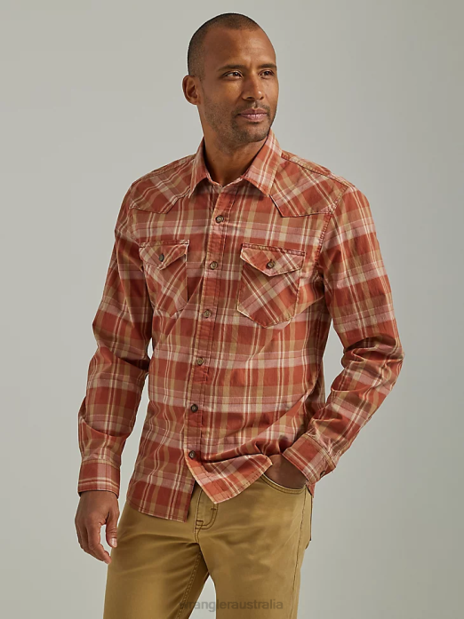 Cowboy Wash Plaid Shirt Men Wrangler RHXV412 Clothing Arabian Spice (112330927)