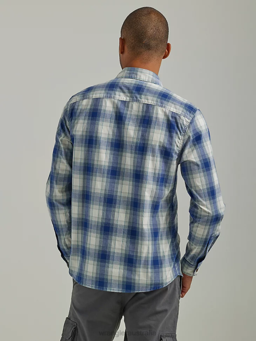 Cowboy Wash Plaid Shirt Men Wrangler RHXV415 Clothing Navagio Bay (112330909)