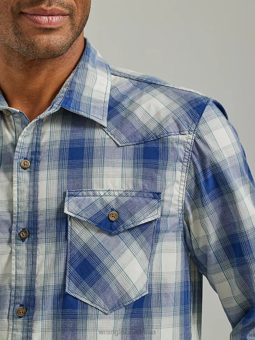 Cowboy Wash Plaid Shirt Men Wrangler RHXV415 Clothing Navagio Bay (112330909)
