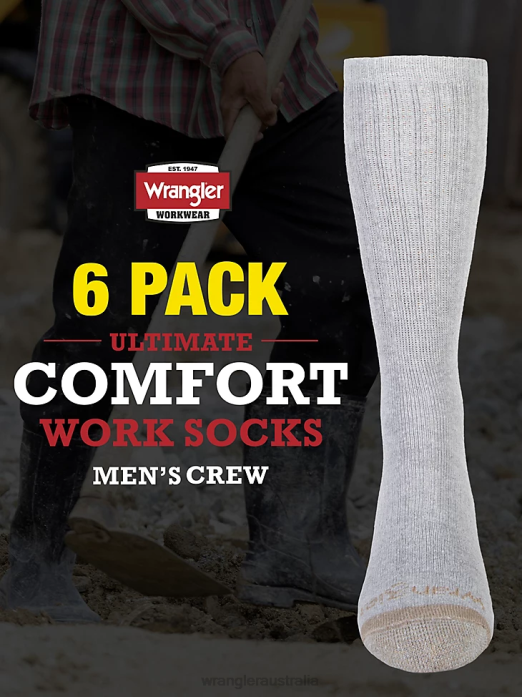 Crew Work Socks (6-pack) Men Wrangler RHXV728 Accessories Grey (112347656)