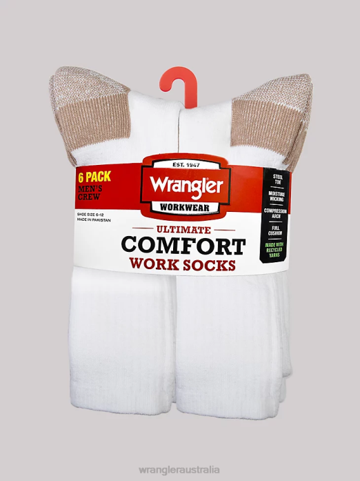Crew Work Socks (6-pack) Men Wrangler RHXV729 Accessories White (112347655)