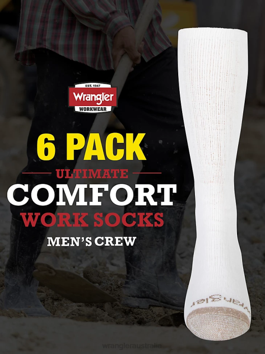 Crew Work Socks (6-pack) Men Wrangler RHXV729 Accessories White (112347655)