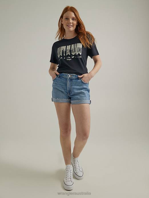 Destructed Denim Roll Short Women Wrangler RHXV849 Clothing Marigold (112333496)