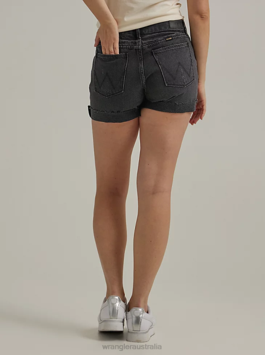Destructed Denim Roll Short Women Wrangler RHXV850 Clothing Moonlight (112334745)