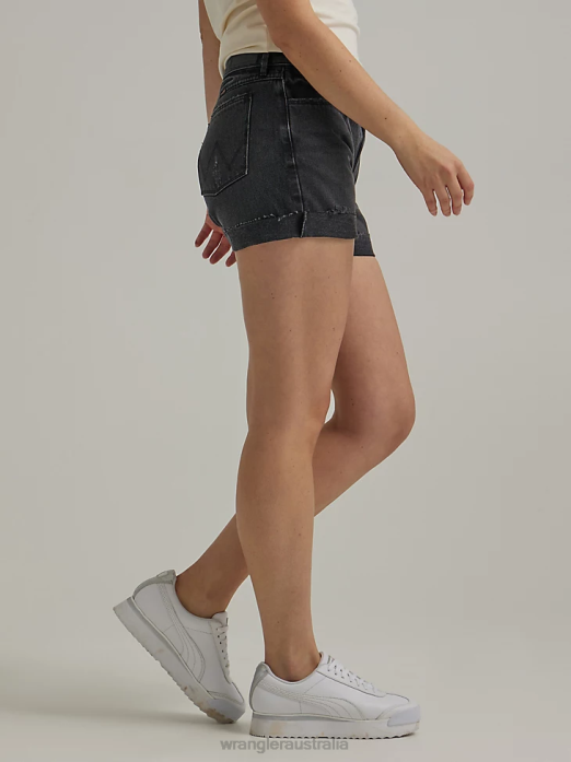 Destructed Denim Roll Short Women Wrangler RHXV850 Clothing Moonlight (112334745)