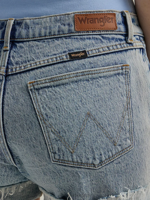 Destructed Denim Roll Short Women Wrangler RHXV851 Clothing Wildflower (112333497)