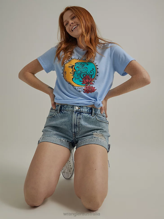 Destructed Denim Roll Short Women Wrangler RHXV851 Clothing Wildflower (112333497)