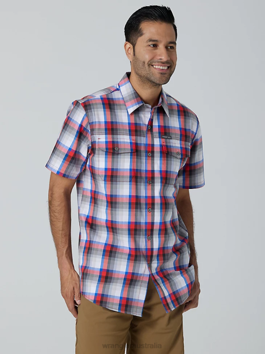 Eco-Friendly Plaid Short Sleeve Camp Shirt Men Wrangler RHXV397 Clothing Amethyst City (112336166)