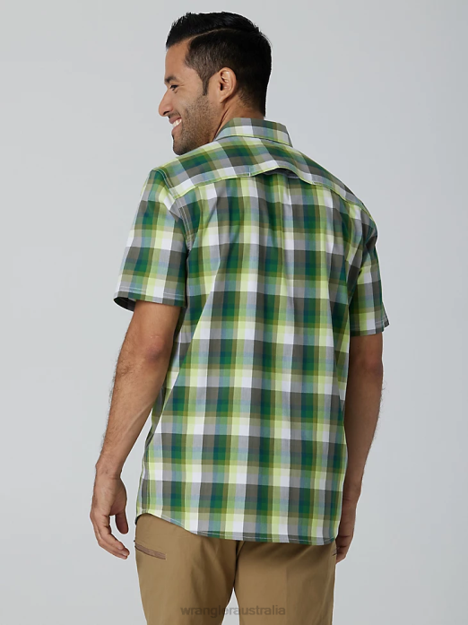 Eco-Friendly Plaid Short Sleeve Camp Shirt Men Wrangler RHXV399 Clothing Amethyst Forest (112336161)