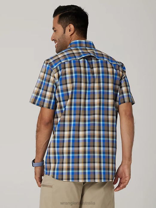 Eco-Friendly Plaid Short Sleeve Camp Shirt Men Wrangler RHXV400 Clothing Amethyst Seaside (112336151)