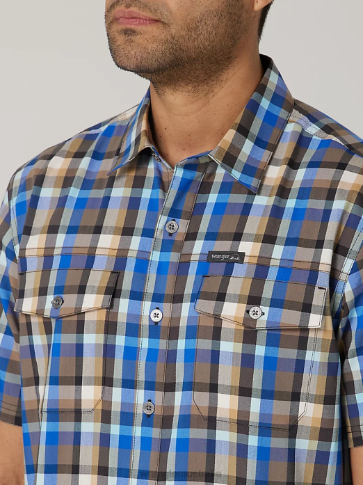Eco-Friendly Plaid Short Sleeve Camp Shirt Men Wrangler RHXV400 Clothing Amethyst Seaside (112336151)