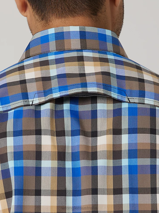 Eco-Friendly Plaid Short Sleeve Camp Shirt Men Wrangler RHXV400 Clothing Amethyst Seaside (112336151)