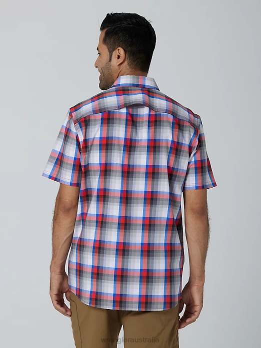 Eco-Friendly Plaid Short Sleeve Camp Shirt Men Wrangler RHXV654 Clothing Amethyst City (112336166)