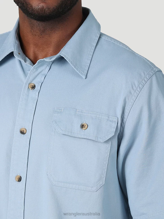 Epic Soft Flex Twill Shirt Men Wrangler RHXV361 Clothing Faded Blue (112315227)