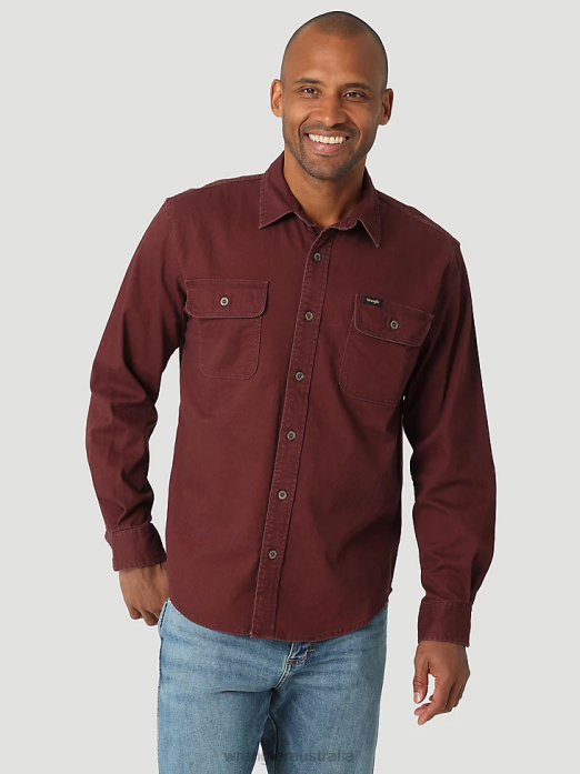 Epic Soft Stretch Twill Shirt Men Wrangler RHXV329 Clothing Decadent Chocolate (112322907)