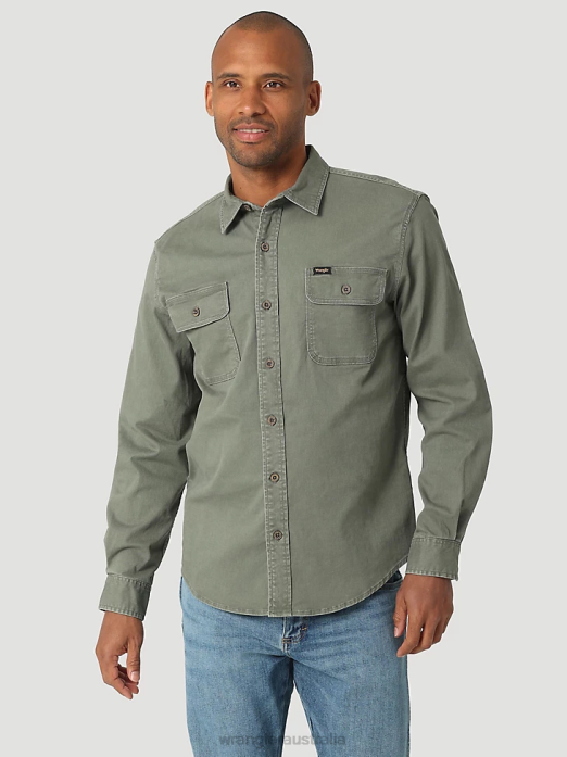 Epic Soft Stretch Twill Shirt Men Wrangler RHXV331 Clothing Spruce (112322905)