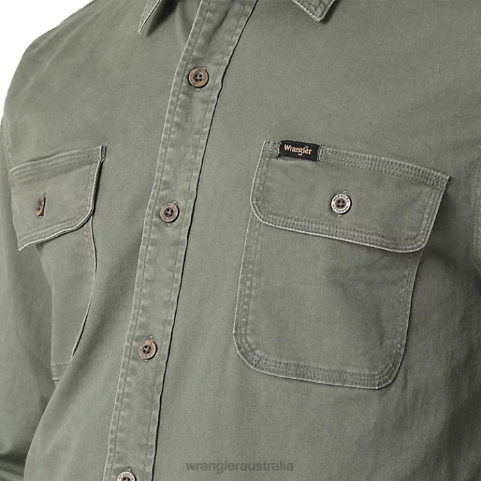 Epic Soft Stretch Twill Shirt Men Wrangler RHXV331 Clothing Spruce (112322905)