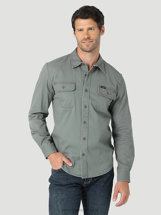 Epic Soft Stretch Twill Shirt Men Wrangler RHXV332 Clothing Gunmetal (112322904)