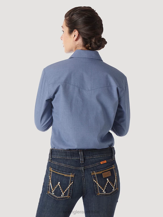 FR Flame Resistant Long Sleeve Solid Women Wrangler RHXV892 Clothing Blue (FRLW11B)