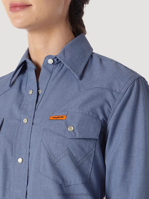 FR Flame Resistant Long Sleeve Solid Women Wrangler RHXV892 Clothing Blue (FRLW11B)