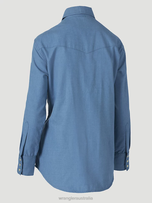 FR Flame Resistant Long Sleeve Solid Women Wrangler RHXV892 Clothing Blue (FRLW11B)