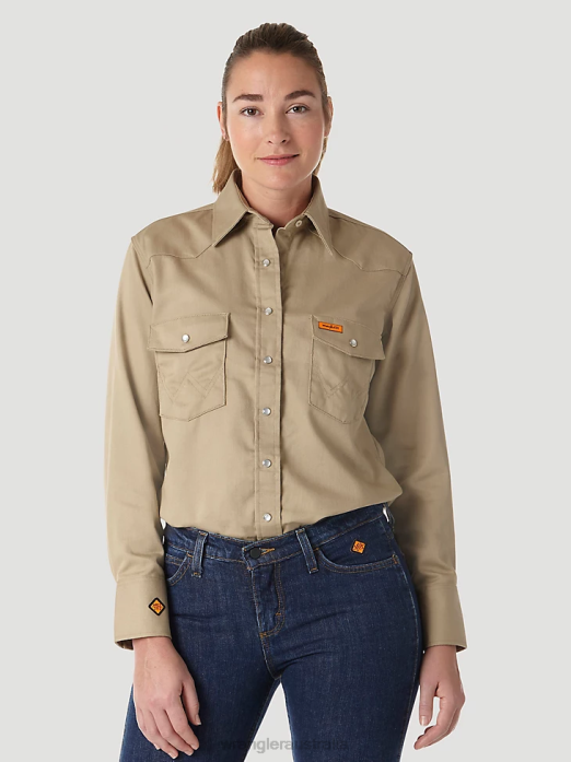 FR Flame Resistant Long Sleeve Solid Women Wrangler RHXV893 Clothing Tan (FRLW06T)