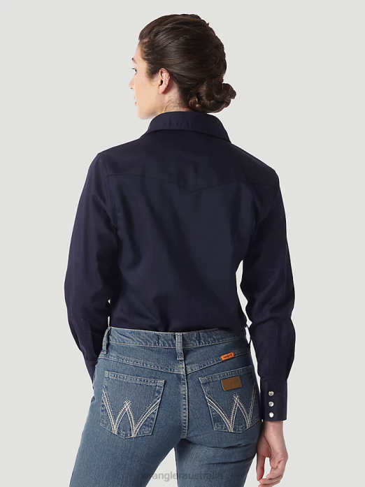 FR Flame Resistant Long Sleeve Solid Women Wrangler RHXV894 Clothing Navy (FRLW03N)