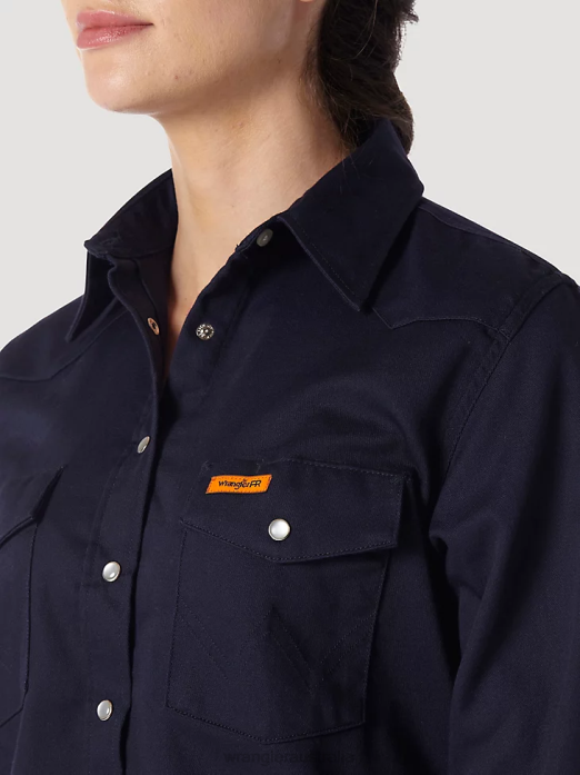 FR Flame Resistant Long Sleeve Solid Women Wrangler RHXV894 Clothing Navy (FRLW03N)