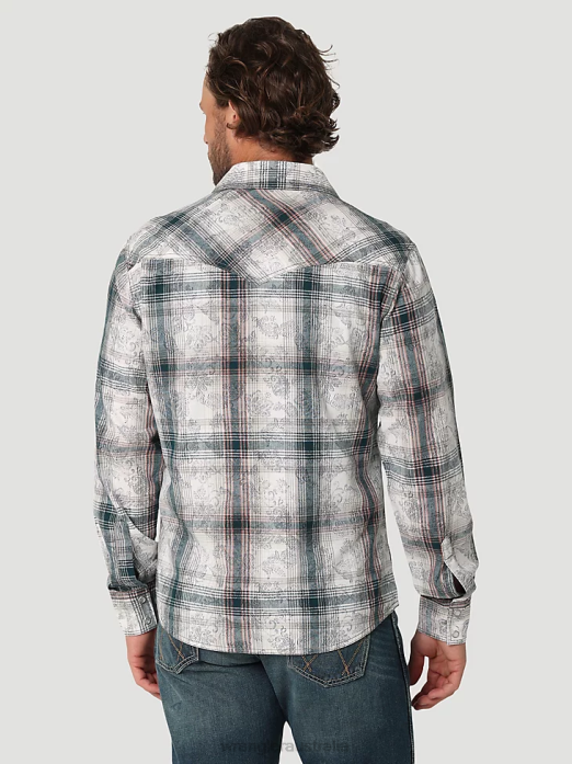 FR Flame Resistant Long Sleeve Western Snap Plaid Shirt Men Wrangler RHXV500 Clothing Navy/Black (FR123BL)
