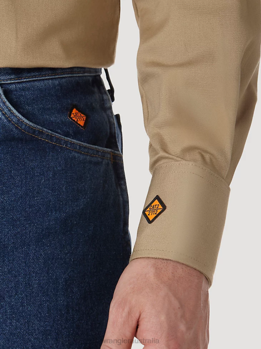 FR Flame Resistant Long Sleeve Western Snap Plaid Shirt Men Wrangler RHXV500 Clothing Navy/Black (FR123BL)