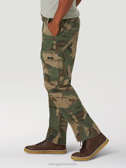 Five Star Premium Relaxed Fit Flex Cargo Pant Men Wrangler RHXV220 Clothing Green Brown Camo (70ABW4M)