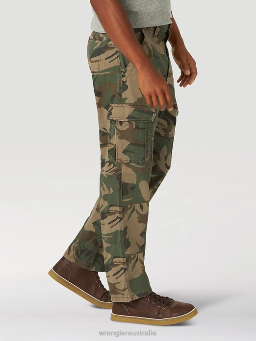 Five Star Premium Relaxed Fit Flex Cargo Pant Men Wrangler RHXV220 Clothing Green Brown Camo (70ABW4M)