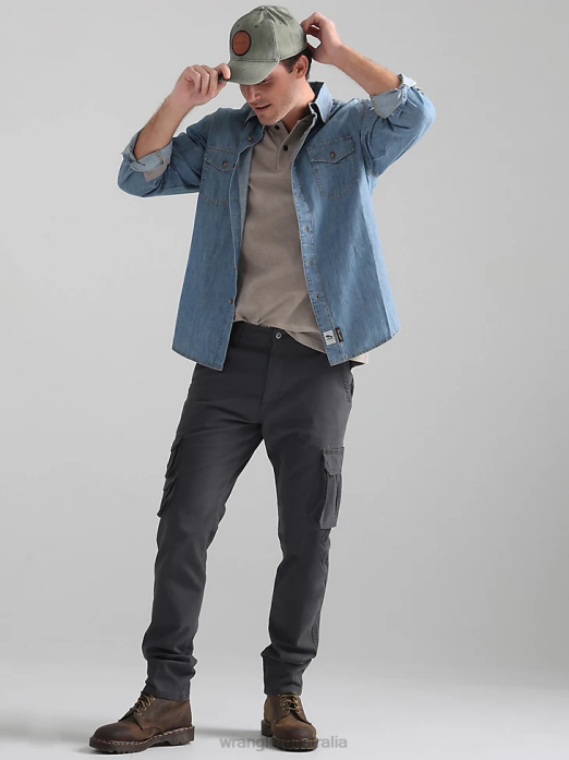 Flex Tapered Cargo Pant Men Wrangler RHXV225 Clothing Asphalt (70DYWAS)