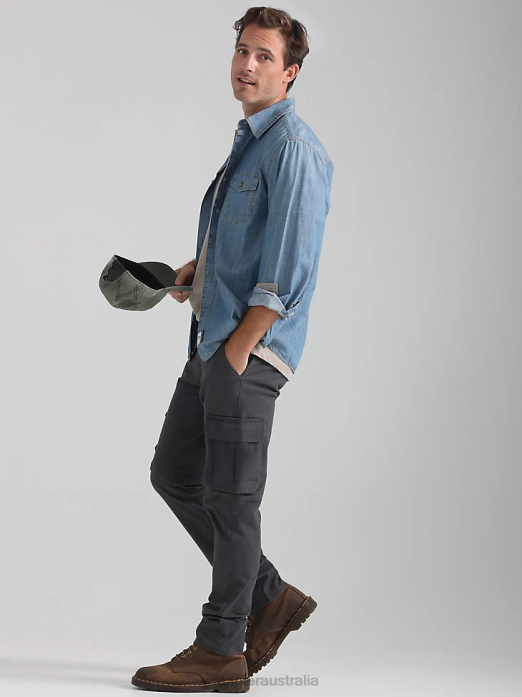 Flex Tapered Cargo Pant Men Wrangler RHXV225 Clothing Asphalt (70DYWAS)