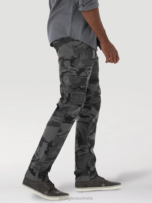 Flex Tapered Cargo Pant Men Wrangler RHXV227 Clothing Anthracite Camo (70DYWGL)