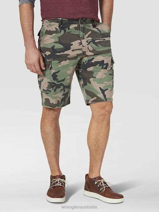 Flex Twill Cargo Short Men Wrangler RHXV547 Clothing Jungle Camo (GWSNSGM)