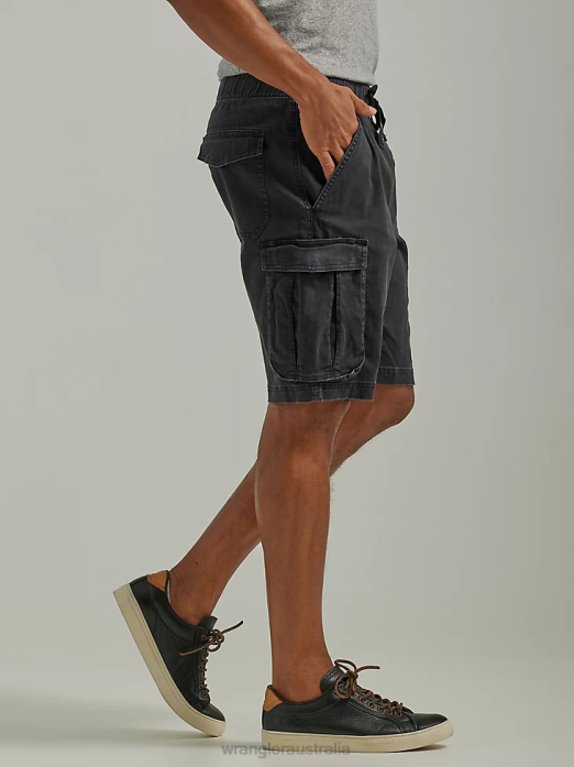 Free To Stretch Drawstring Cargo Short Men Wrangler RHXV553 Clothing Washed Black (112336240)