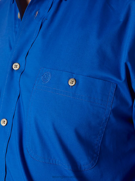 George Strait  National Patriot Button Down Solid Shirt Men Wrangler RHXV371 Clothing Royal Blue (MGS273B)