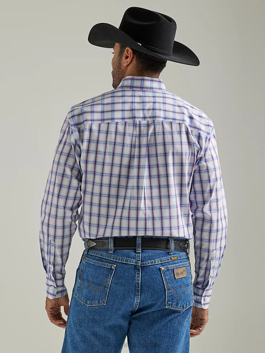 George Strait Short Sleeve 1 Pocket Button Down Plaid Shirt Men Wrangler RHXV308 Clothing Americana Plaid (112327830)
