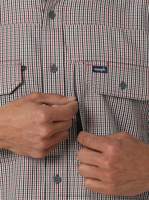 George Strait Short Sleeve Button Down One Pocket Print Shirt Men Wrangler RHXV300 Clothing Baby Blue (112324872)