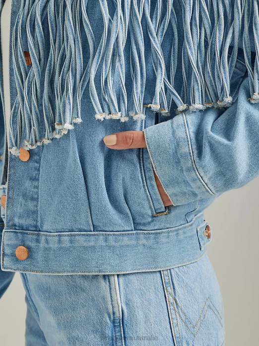 Girlfriend Denim Jacket Women Wrangler RHXV854 Clothing Icy Blue (112333587)