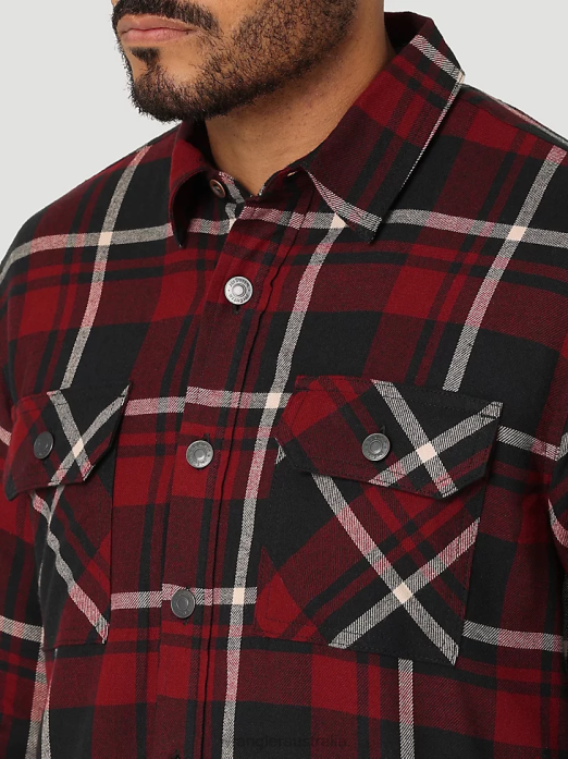 Heavyweight Plaid Sherpa Lined Shirt Jacket Men Wrangler RHXV387 Clothing Cabernet (112324455)