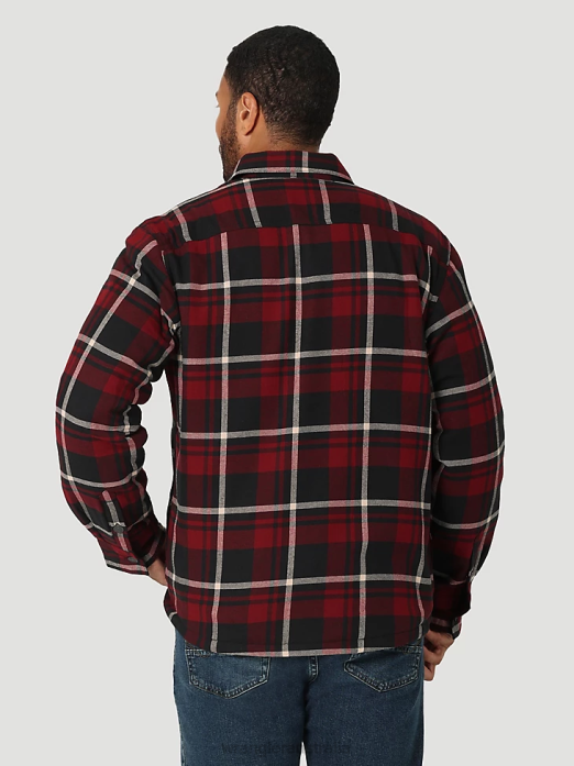 Heavyweight Plaid Sherpa Lined Shirt Jacket Men Wrangler RHXV387 Clothing Cabernet (112324455)