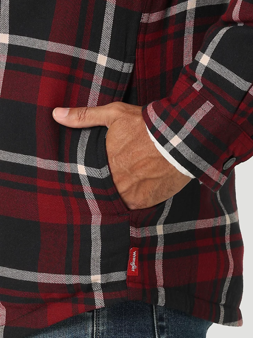 Heavyweight Plaid Sherpa Lined Shirt Jacket Men Wrangler RHXV387 Clothing Cabernet (112324455)