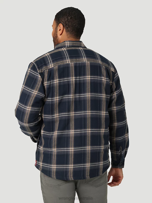 Heavyweight Plaid Sherpa Lined Shirt Jacket Men Wrangler RHXV388 Clothing Ombre Blue (112324450)
