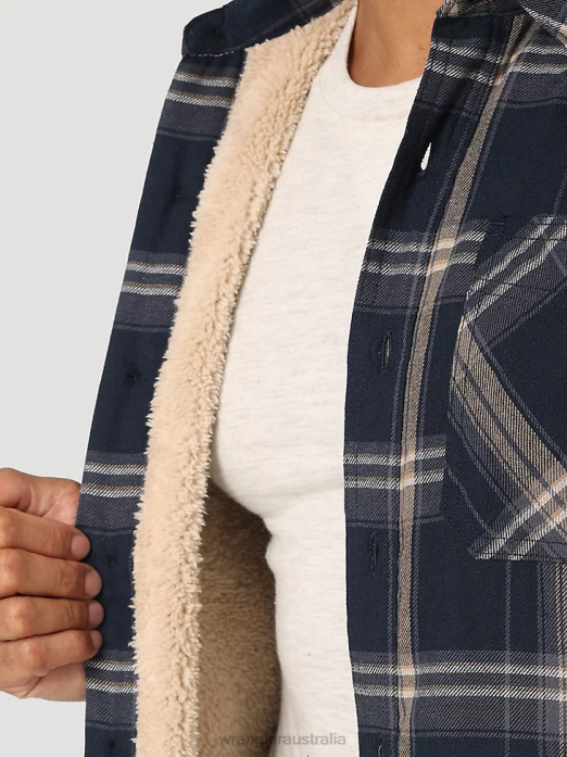 Heavyweight Plaid Sherpa Lined Shirt Jacket Men Wrangler RHXV388 Clothing Ombre Blue (112324450)