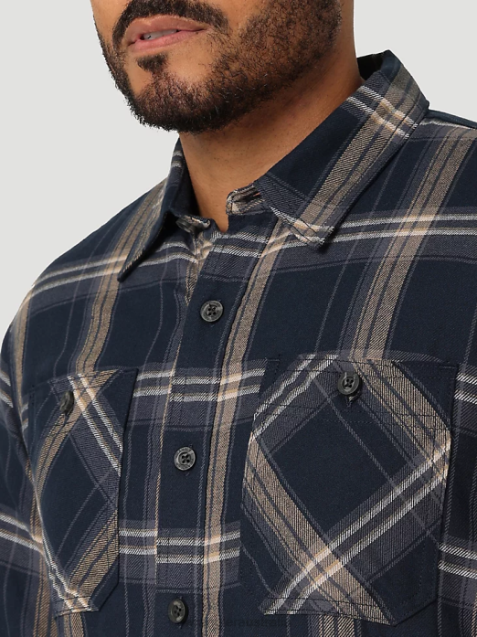 Heavyweight Plaid Sherpa Lined Shirt Jacket Men Wrangler RHXV388 Clothing Ombre Blue (112324450)