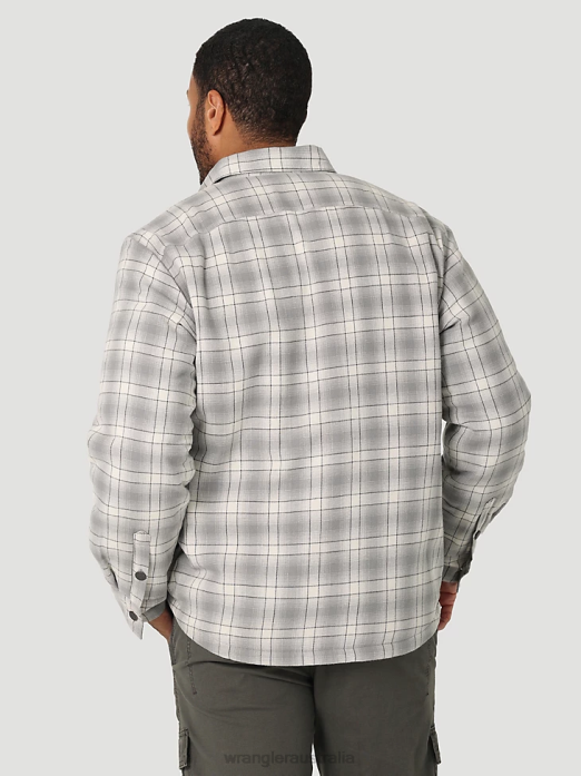 Heavyweight Plaid Sherpa Lined Shirt Jacket Men Wrangler RHXV389 Clothing Vaporous Gray (112325083)