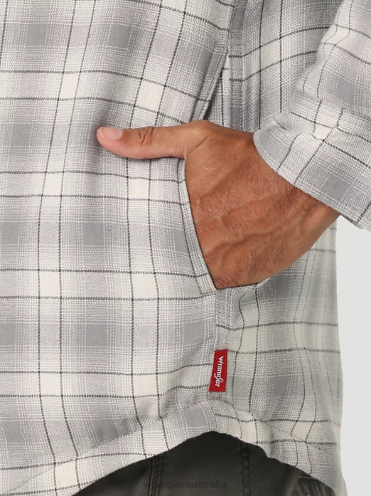 Heavyweight Plaid Sherpa Lined Shirt Jacket Men Wrangler RHXV389 Clothing Vaporous Gray (112325083)
